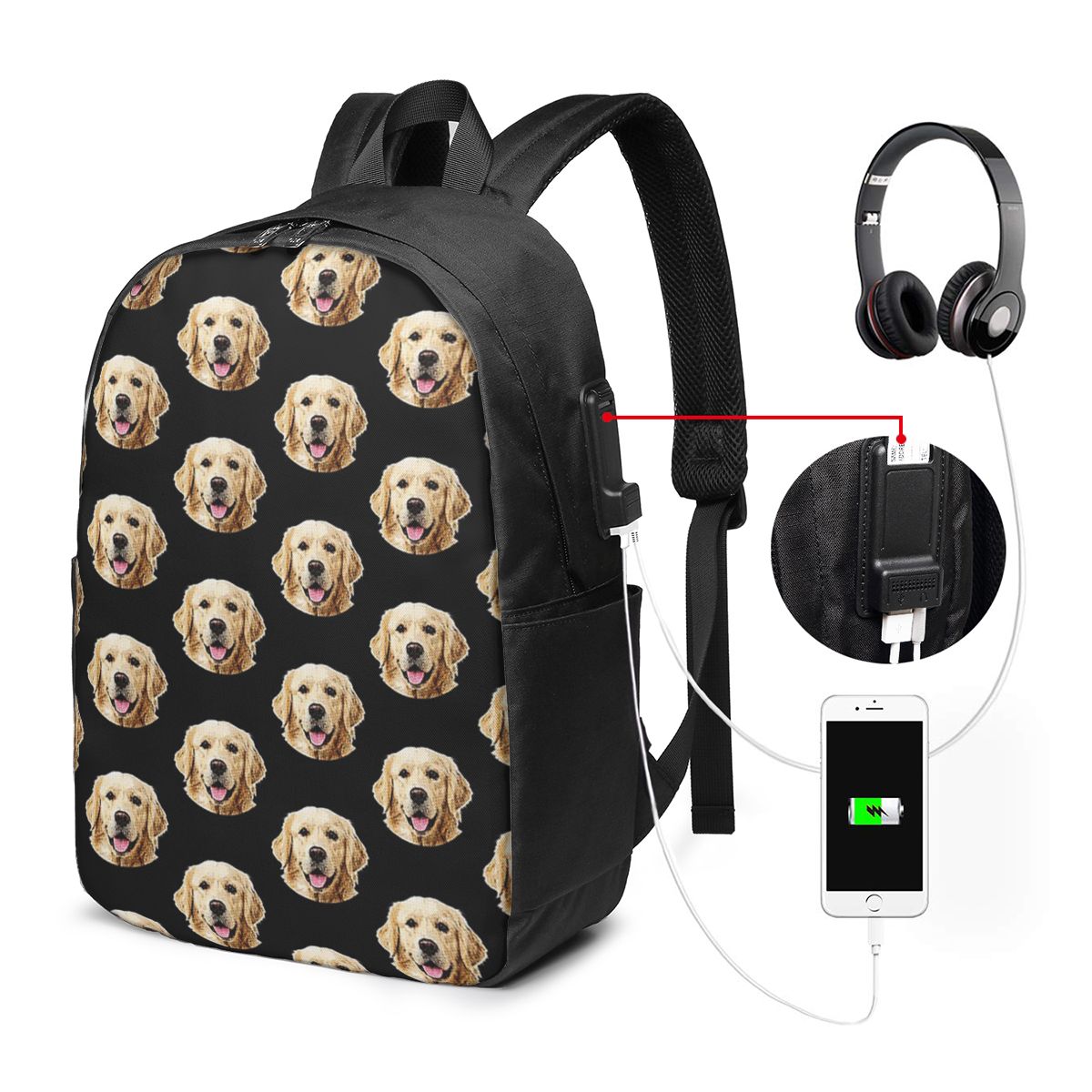 Laptop Bag - Funny Golden Retriever Face Portrait Backpack